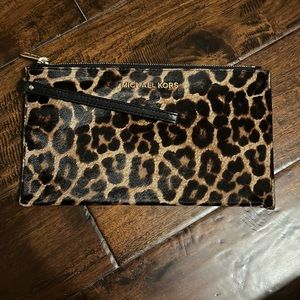 Michael Kors leopard clutch/wristlet